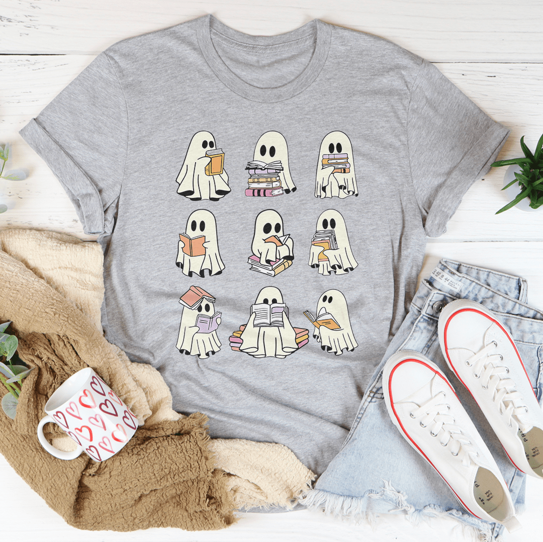 Halloween Ghost Book Lover Tee-2