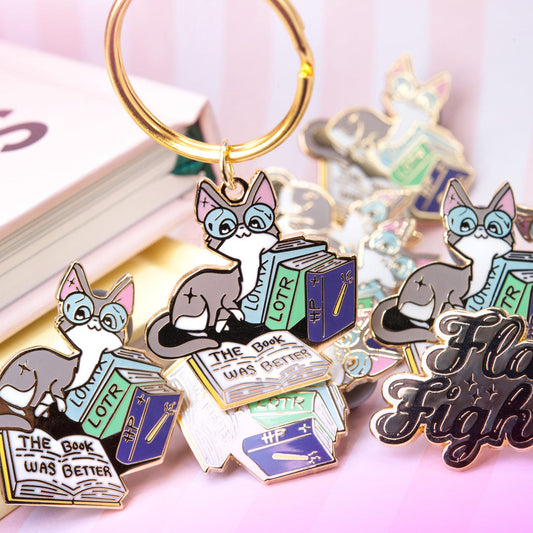 The Book Was Better (Cornish Rex Cat) Keychain-1