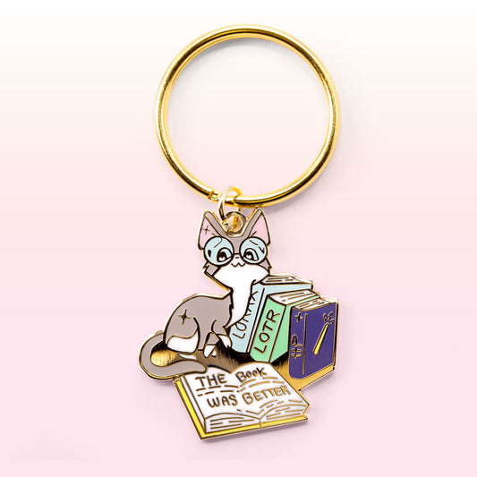 The Book Was Better (Cornish Rex Cat) Keychain-0