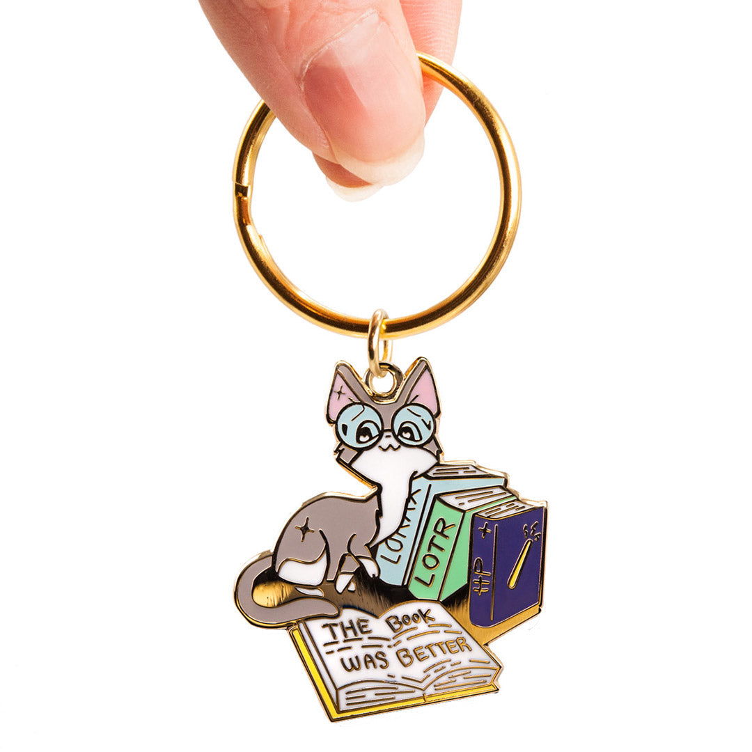 The Book Was Better (Cornish Rex Cat) Keychain-2