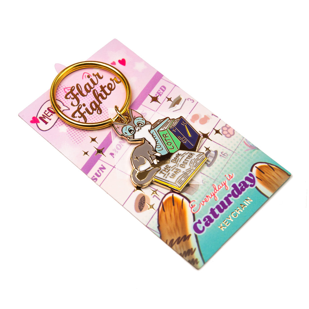 The Book Was Better (Cornish Rex Cat) Keychain-4
