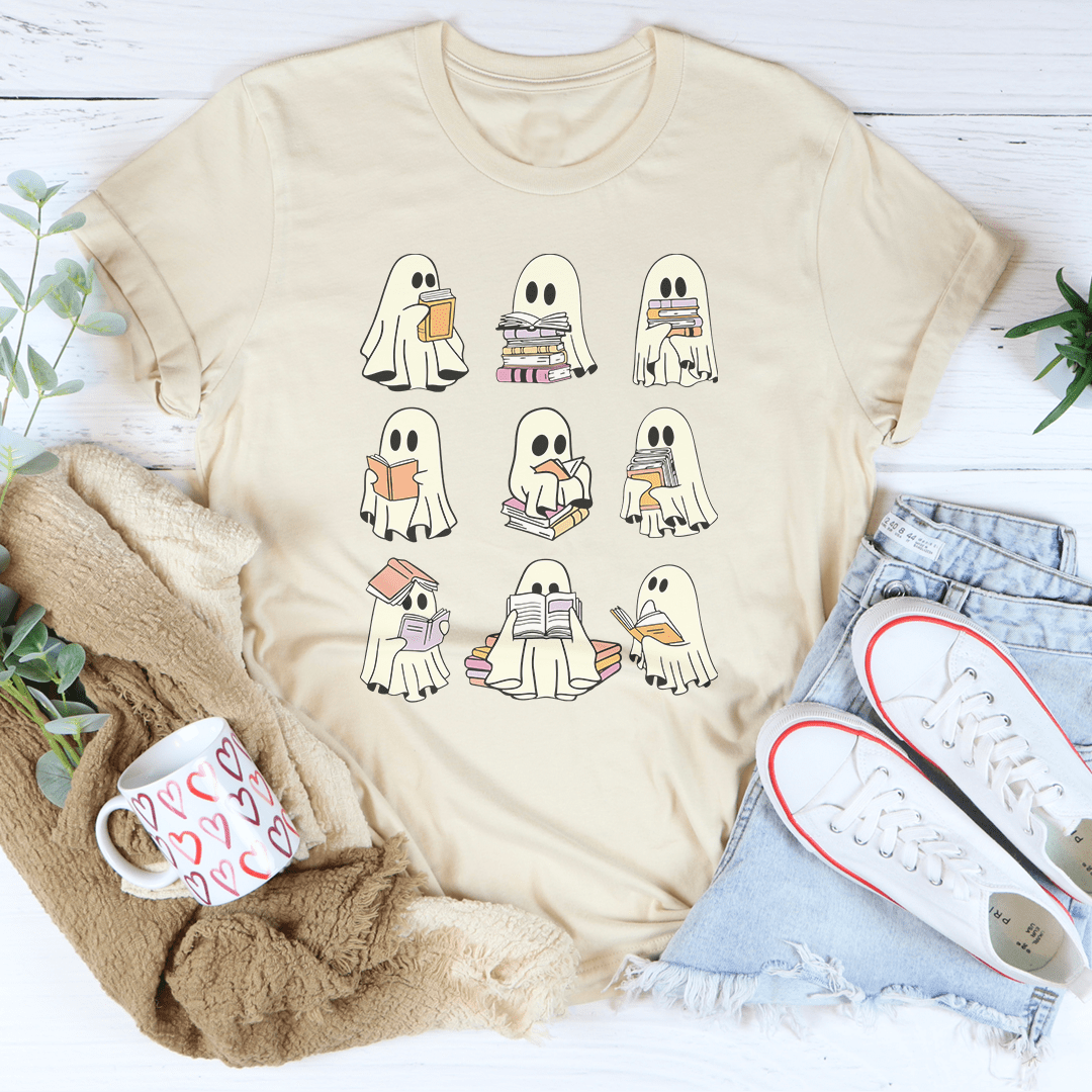 Halloween Ghost Book Lover Tee-3